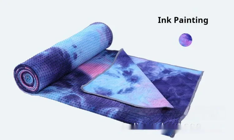 Non-slip microfiber yoga towel in tie-dye colours for exercise drape over mat