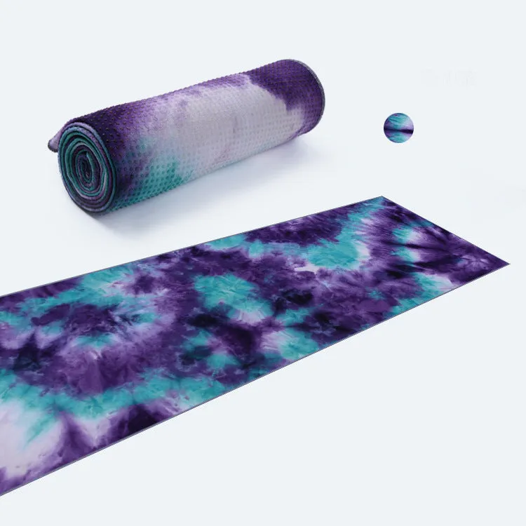 Non-slip microfiber yoga towel in tie-dye colours for exercise drape over mat