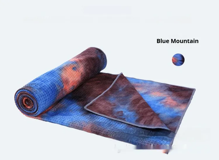 Non-slip microfiber yoga towel in tie-dye colours for exercise drape over mat