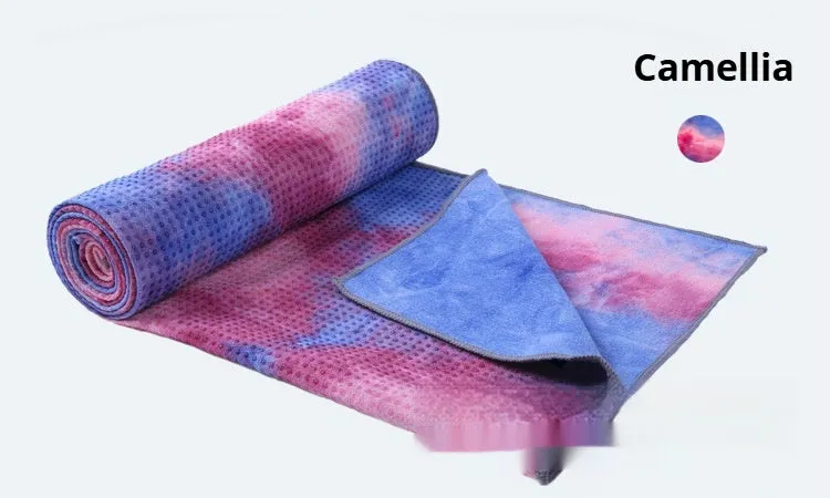 Non-slip microfiber yoga towel in tie-dye colours for exercise drape over mat