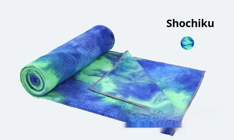 Non-slip microfiber yoga towel in tie-dye colours for exercise drape over mat