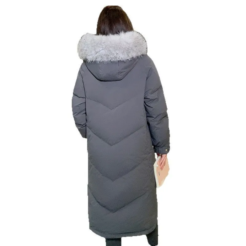 Women's Korean style loose thick polyester coat with Chinese knot buttons and fur collar in beige, black, gray