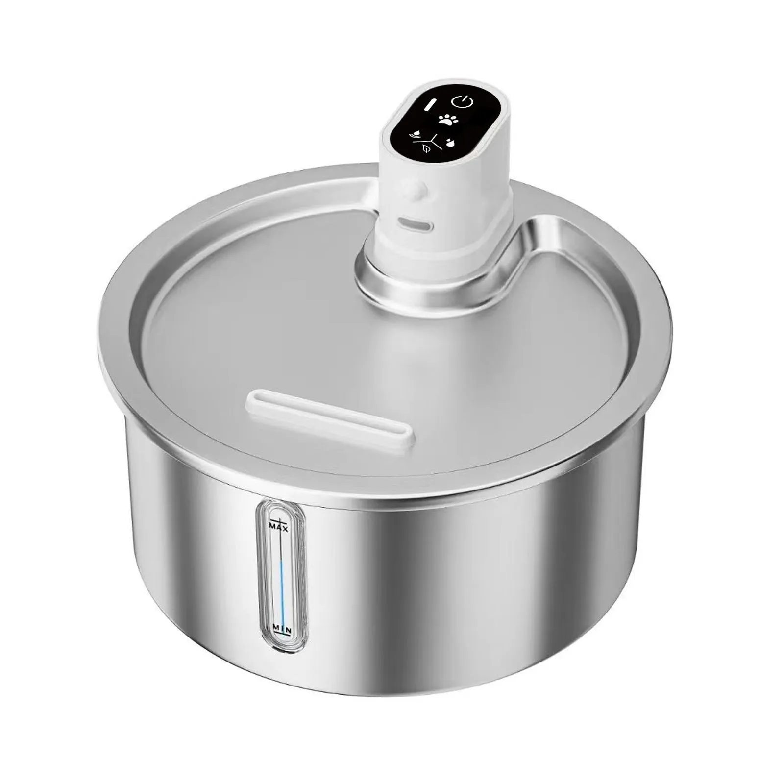 Stainless steel pet water fountain with heating base in black or white colour
