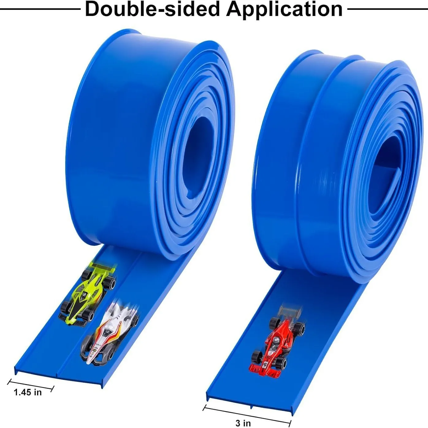 DIY double rail car PVC soft track set with anti-gravity magnetic assembly in blue colour