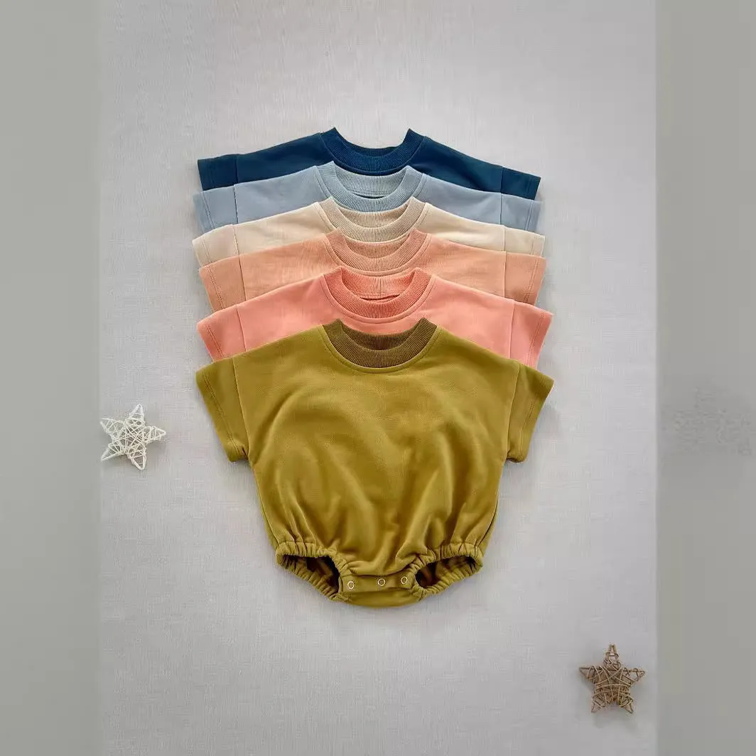New Korean style cotton infant romper triangle jumpsuit short sleeve hide hooks closure suitable height 59cm to 90cm