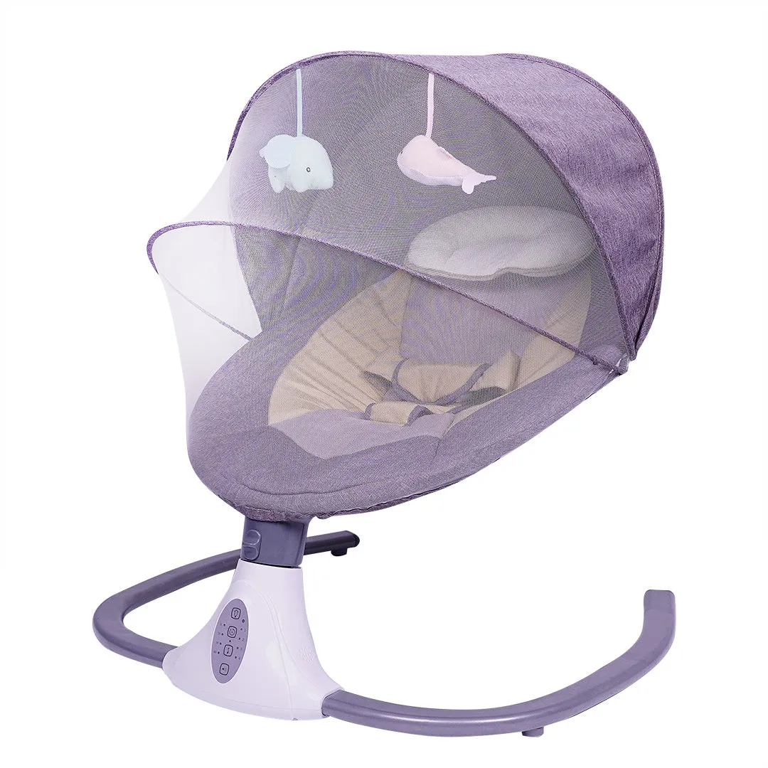Baby rocking chair electric smart cradle in cherry blossom pink with Bluetooth remote control for infants 1-14 months