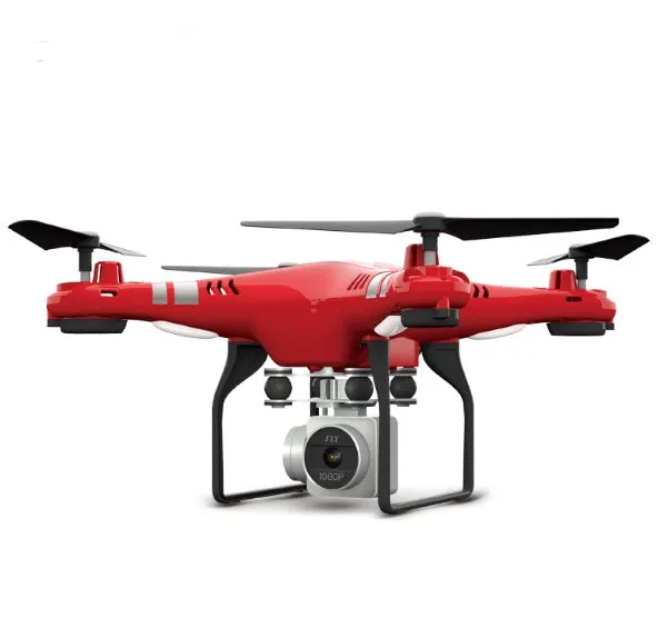 X52 RC quadcopter drone with 1080P camera, black fuselage, and four rotor arms on a white background