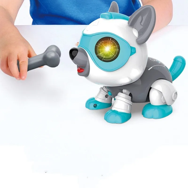 DIY mechanical electronic robot dog in Persian brown with voice control and touch sensing
