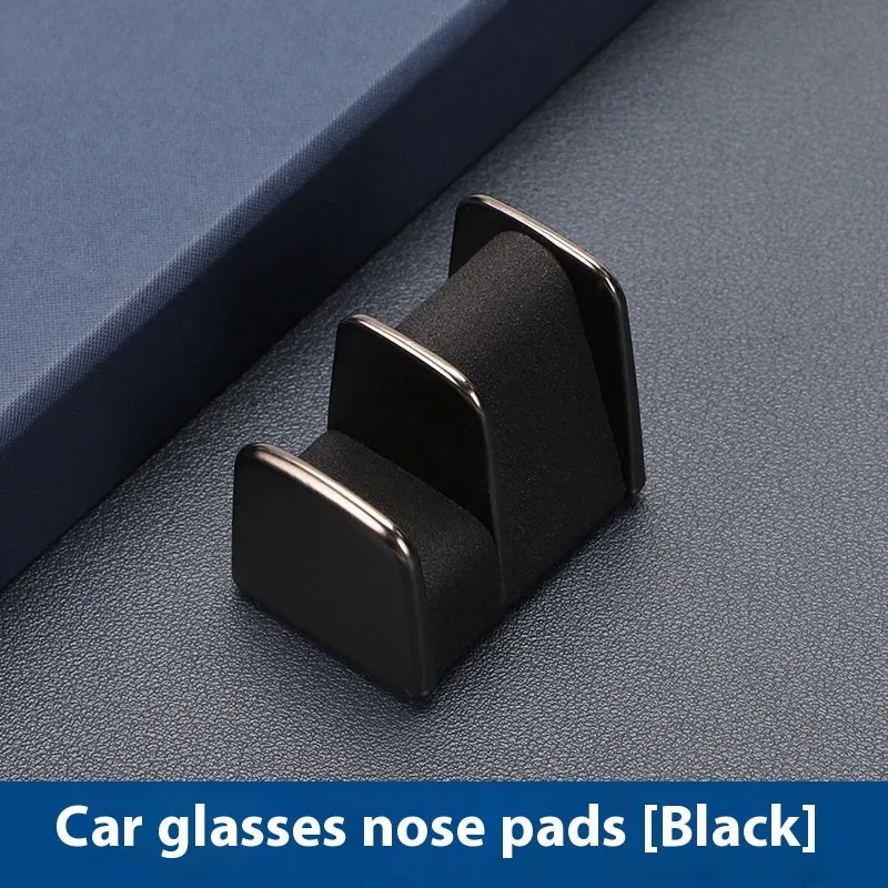 Green zinc alloy and leather car dashboard clip for holding sunglasses, shown next to a ruler showing 3.7cm size.