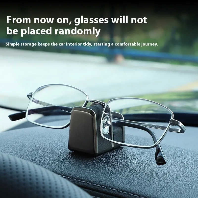 Green zinc alloy and leather car dashboard clip for holding sunglasses, shown next to a ruler showing 3.7cm size.