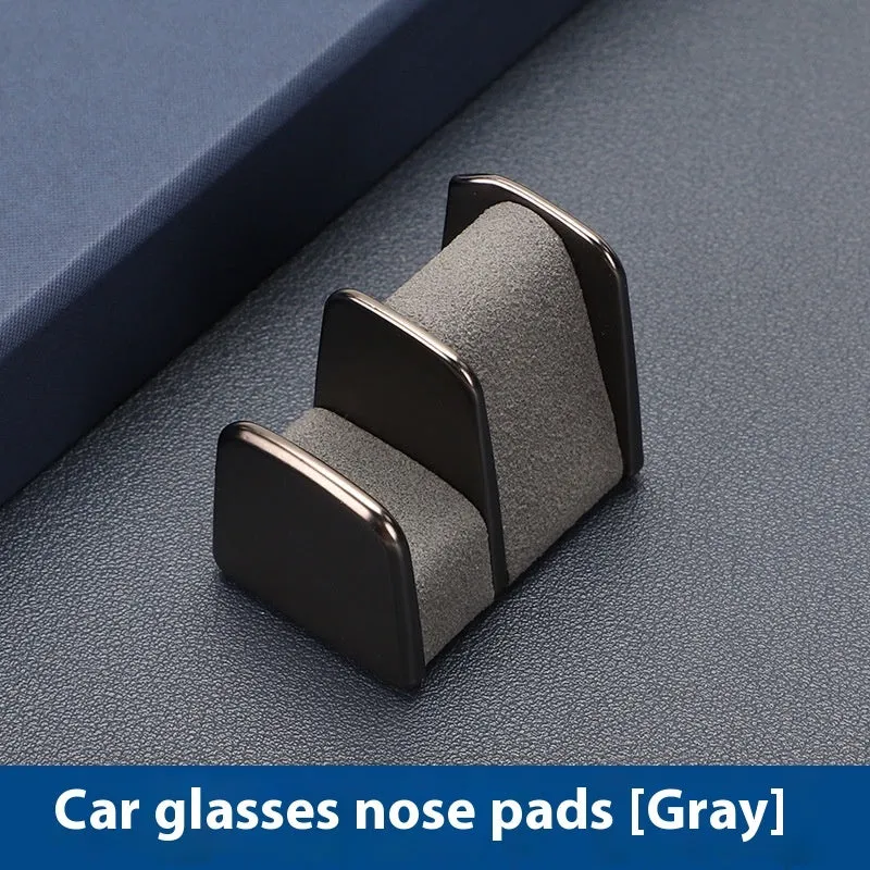 Green zinc alloy and leather car dashboard clip for holding sunglasses, shown next to a ruler showing 3.7cm size.