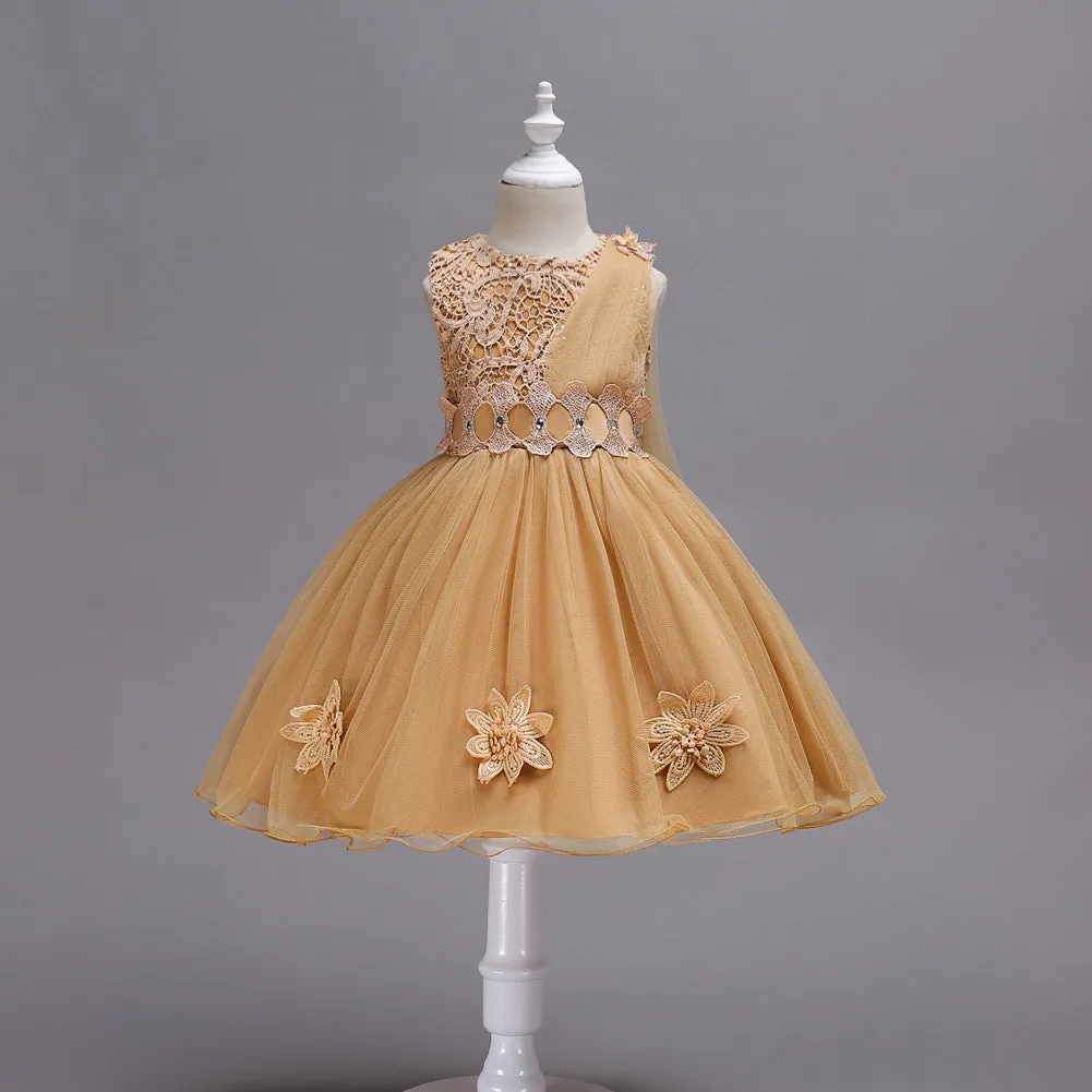 Baby girl A-line satin dress in rose red colour with structured collar and short sleeves