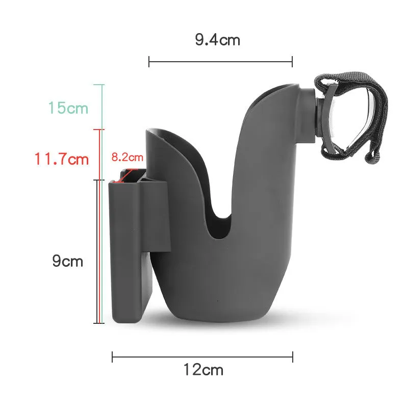 Black ABS baby stroller cup holder and mobile phone stand set