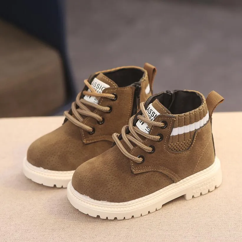 Children's Martin snow boots in synthetic leather with side zipper, solid colour, low cylinder design