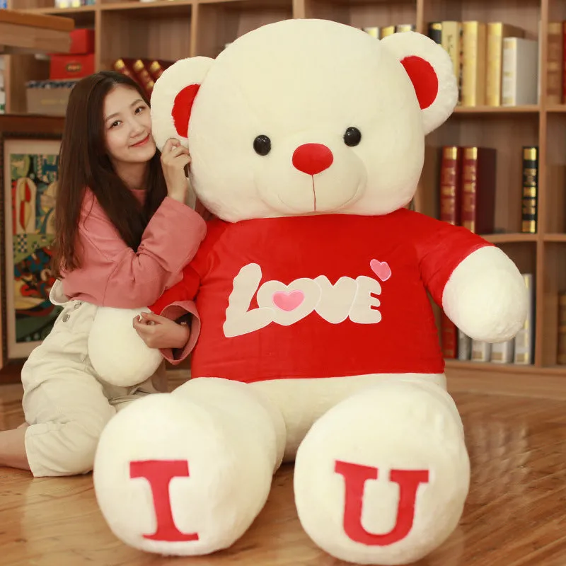 Heart Bear plush toy with heart motif on chest, in khaki colour, 80cm size