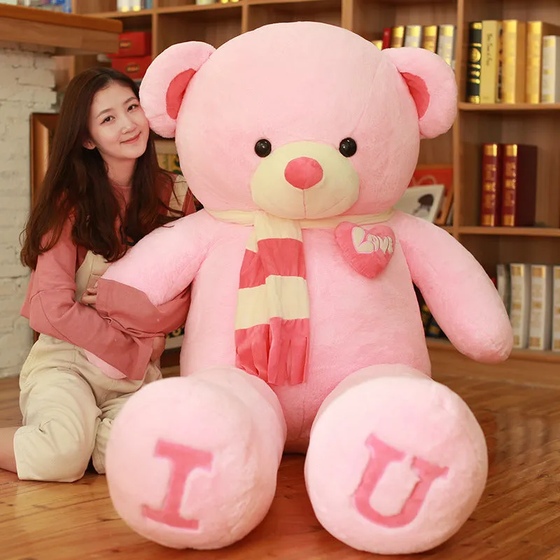Heart Bear plush toy with heart motif on chest, in khaki colour, 80cm size