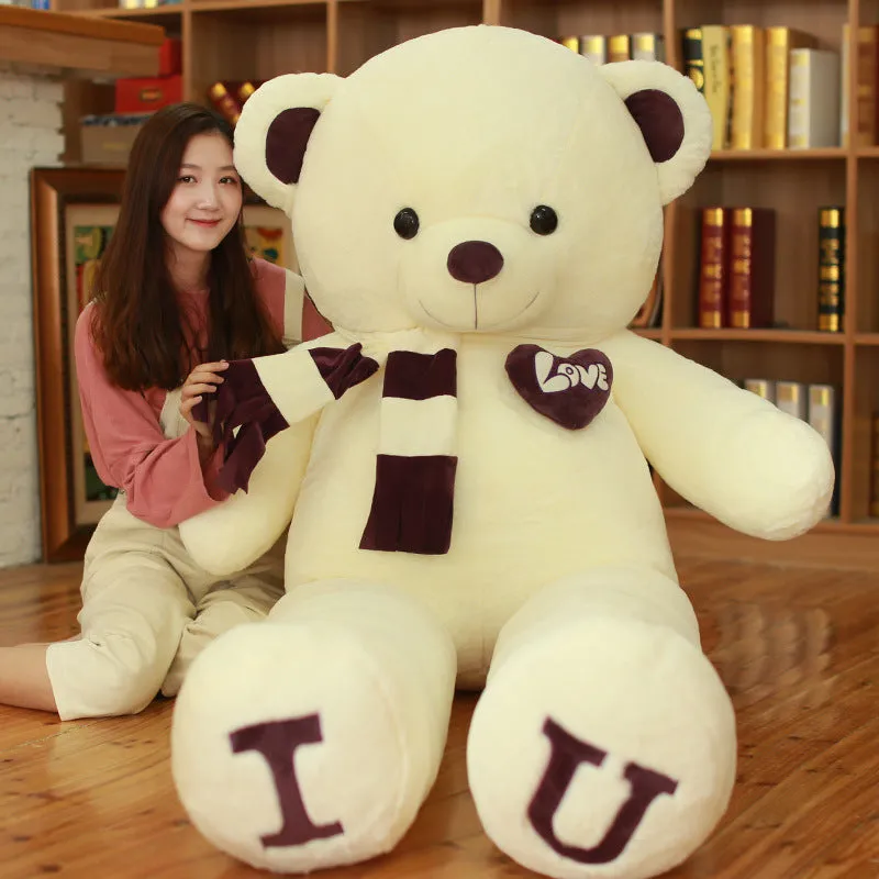 Heart Bear plush toy with heart motif on chest, in khaki colour, 80cm size