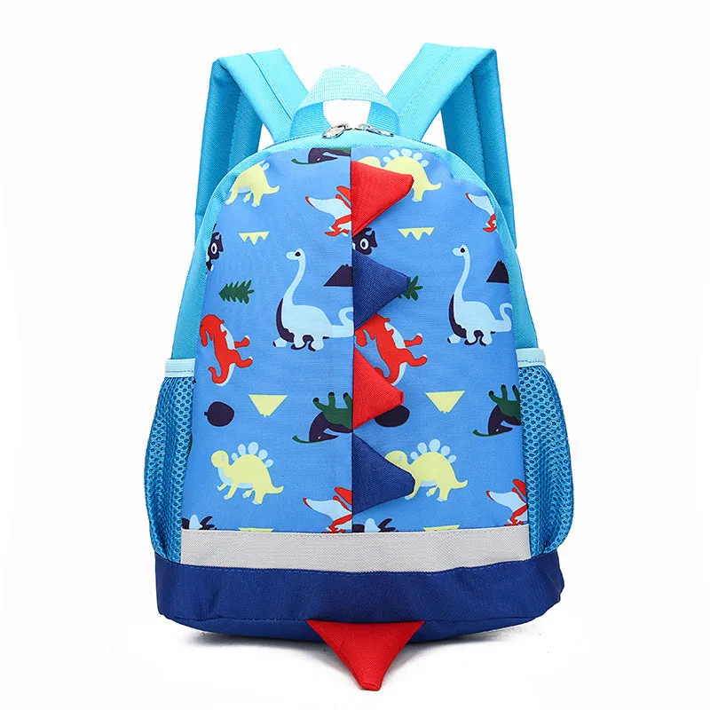 Cartoon dinosaur children backpack in nylon with double straps, available in four colours