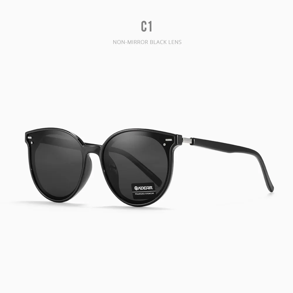 Cat eye large frame polarized sun glasses for women with UV protection in a colour option