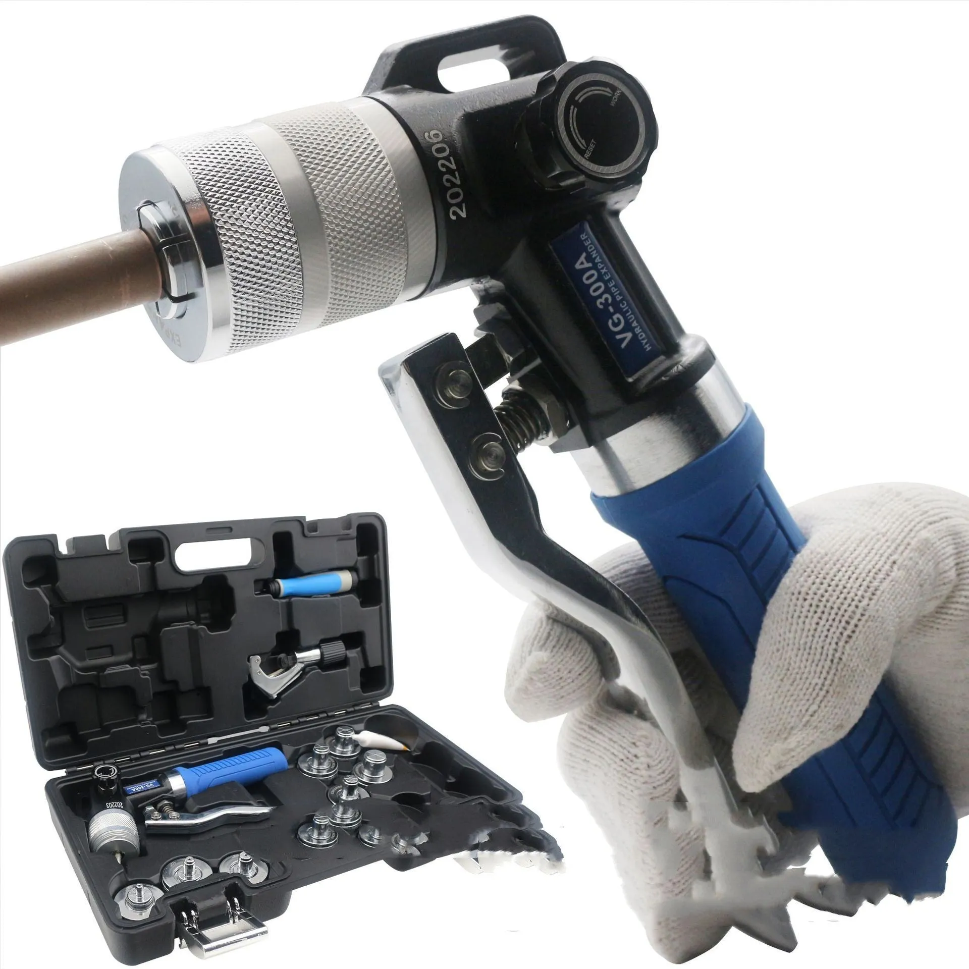 Hydraulic tube expander refrigeration tool made from high-strength alloy steel, VG-300 model.