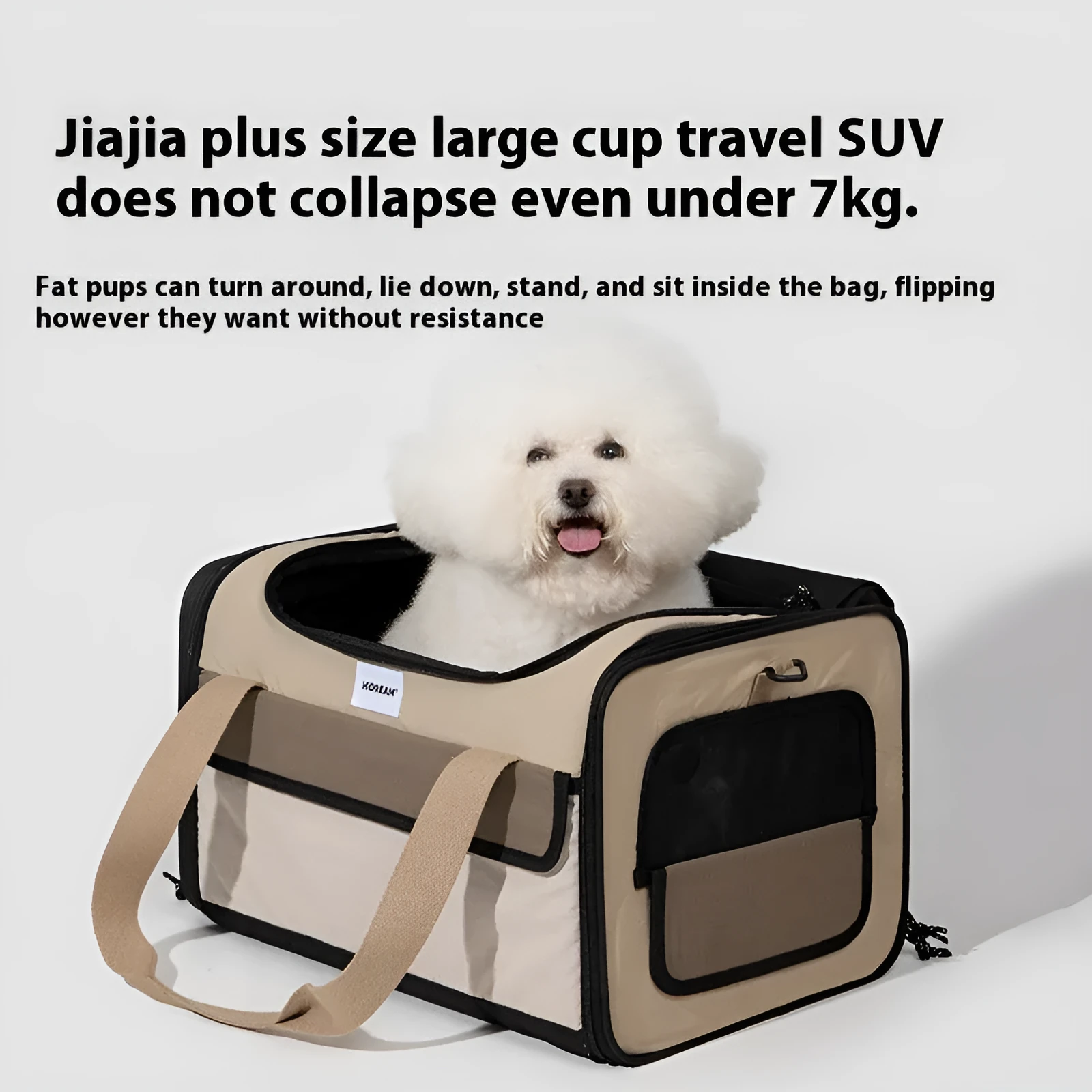 Portable one-shoulder cat bag nylon pet air tote chestnut brown carrier for small pets