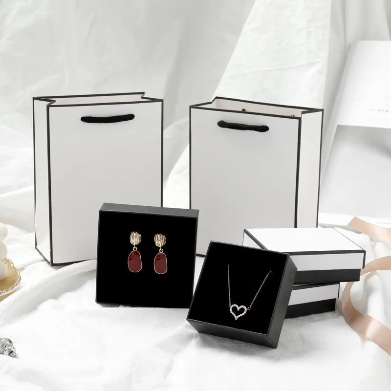 Classic black white paper cardboard jewellery gift box multiple sizes for rings earrings necklaces