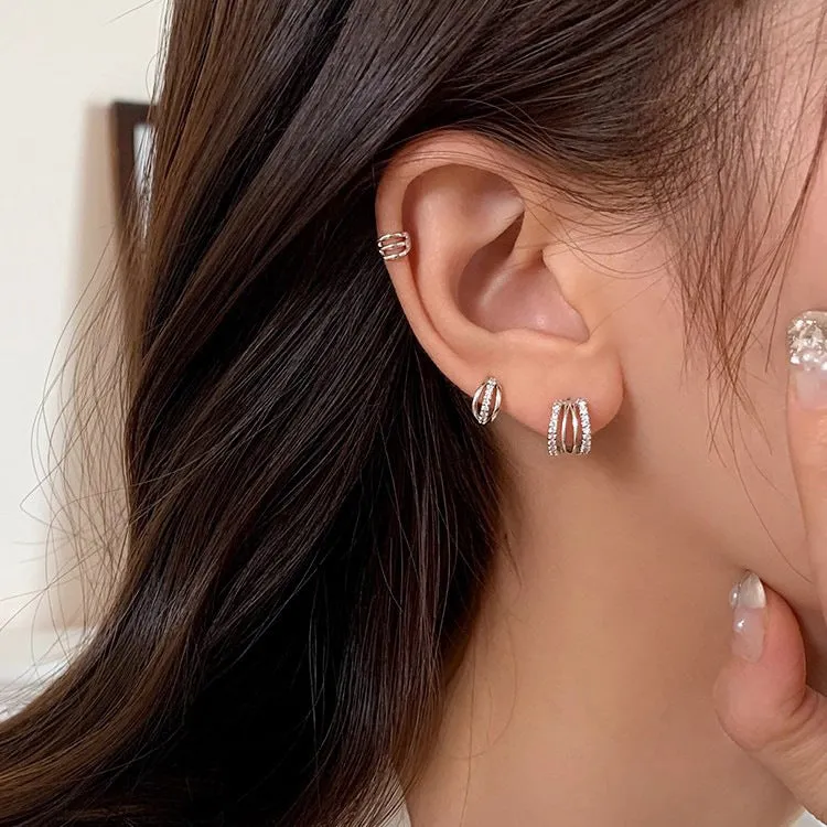 Geometric 925 silver earrings with electroplated finish in large, medium and small size options
