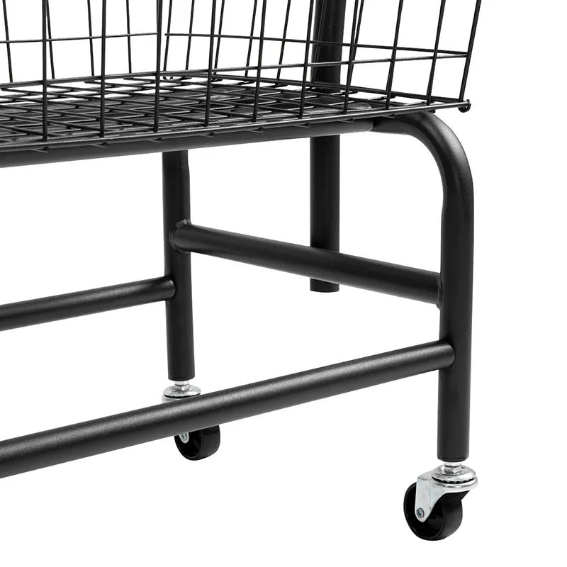 White iron pulley storage car with single rod for hanging clothes and garments