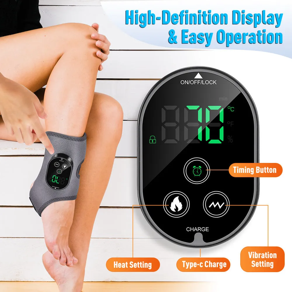 Portable foot massage device with neoprene wrap, heating and vibration, black colour, 46 x 32 cm size