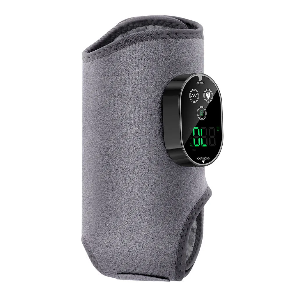 Portable foot massage device with neoprene wrap, heating and vibration, black colour, 46 x 32 cm size