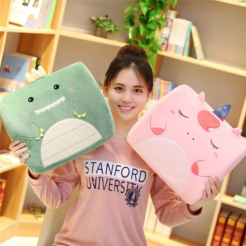 Cartoon memory foam seat back cushion in a choice of six anime designs like pink unicorn and green dinosaur.