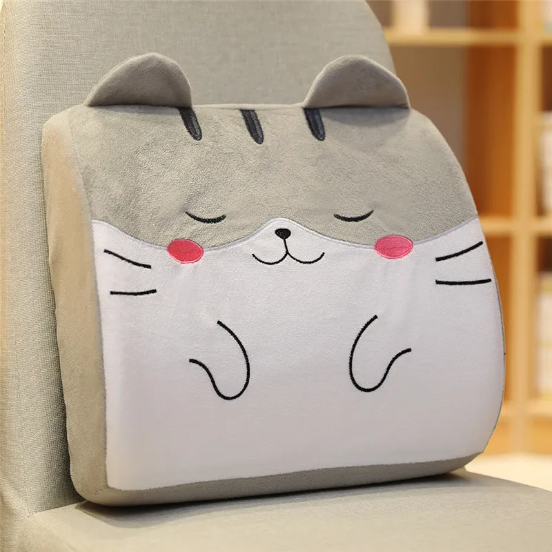 Cartoon memory foam seat back cushion in a choice of six anime designs like pink unicorn and green dinosaur.