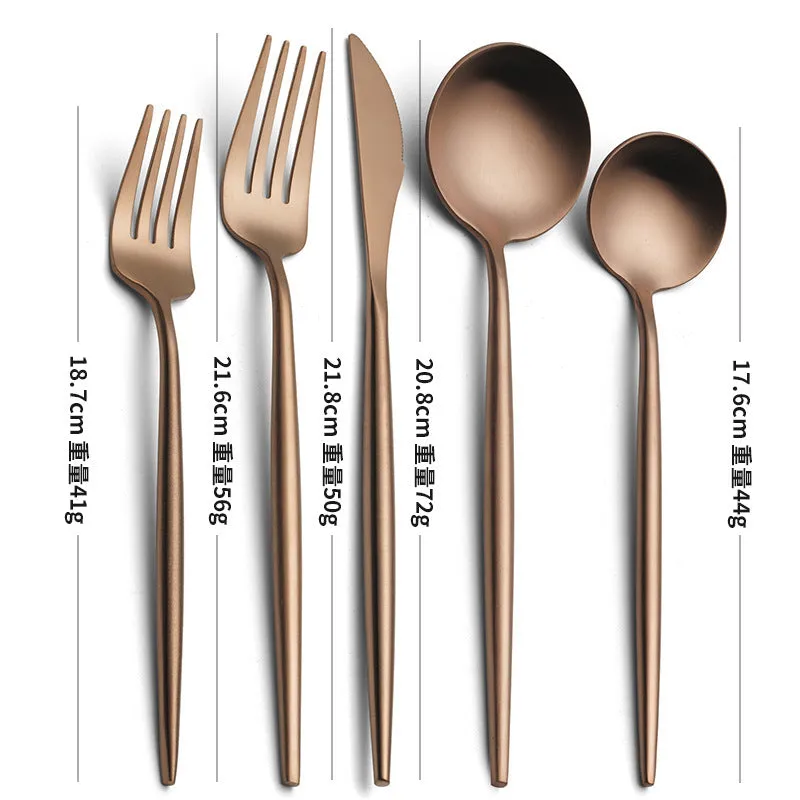 Stainless steel 5-piece steak knife set in solid colour with multi-color options for Western tableware