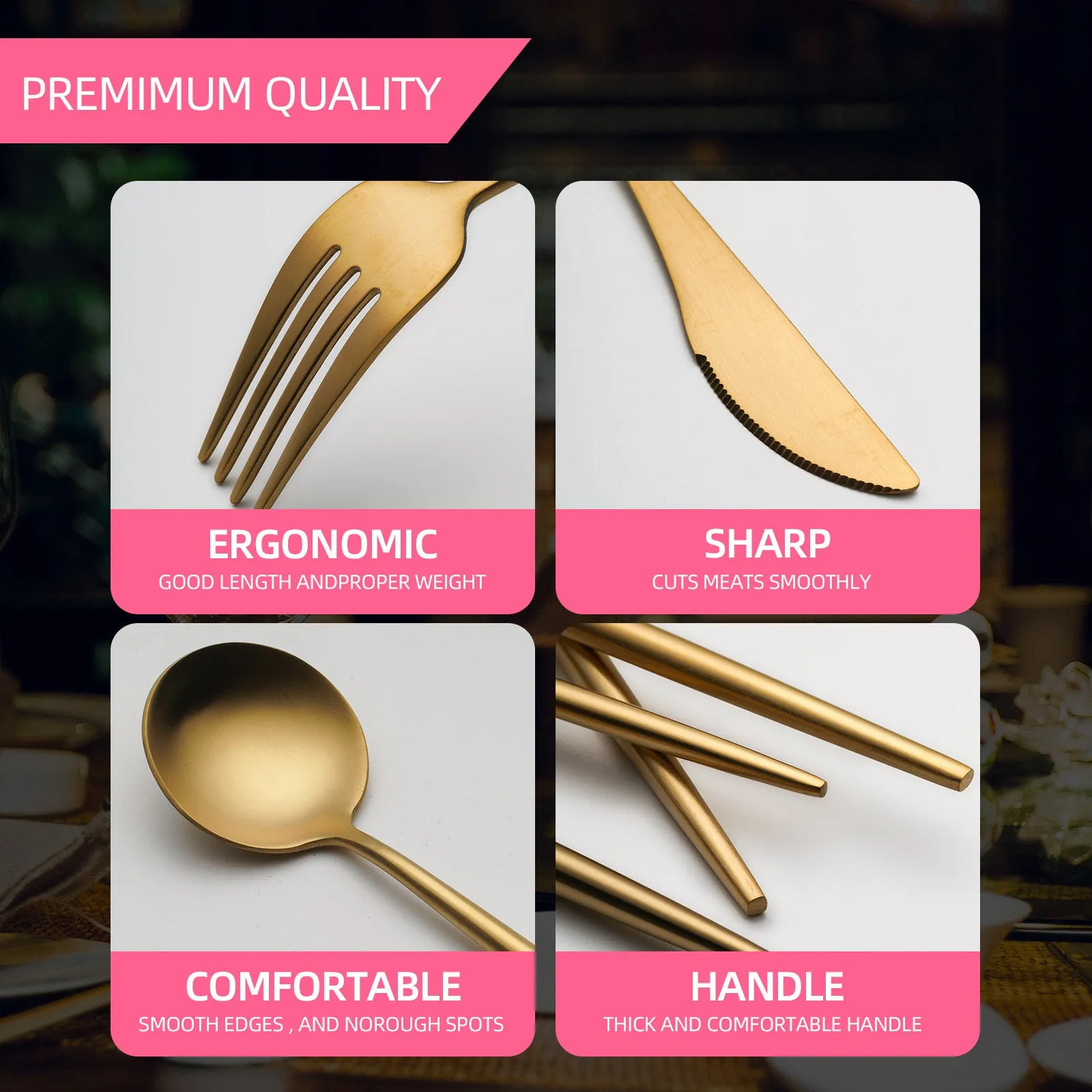 Stainless steel 5-piece steak knife set in solid colour with multi-color options for Western tableware