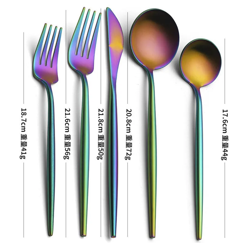 Stainless steel 5-piece steak knife set in solid colour with multi-color options for Western tableware