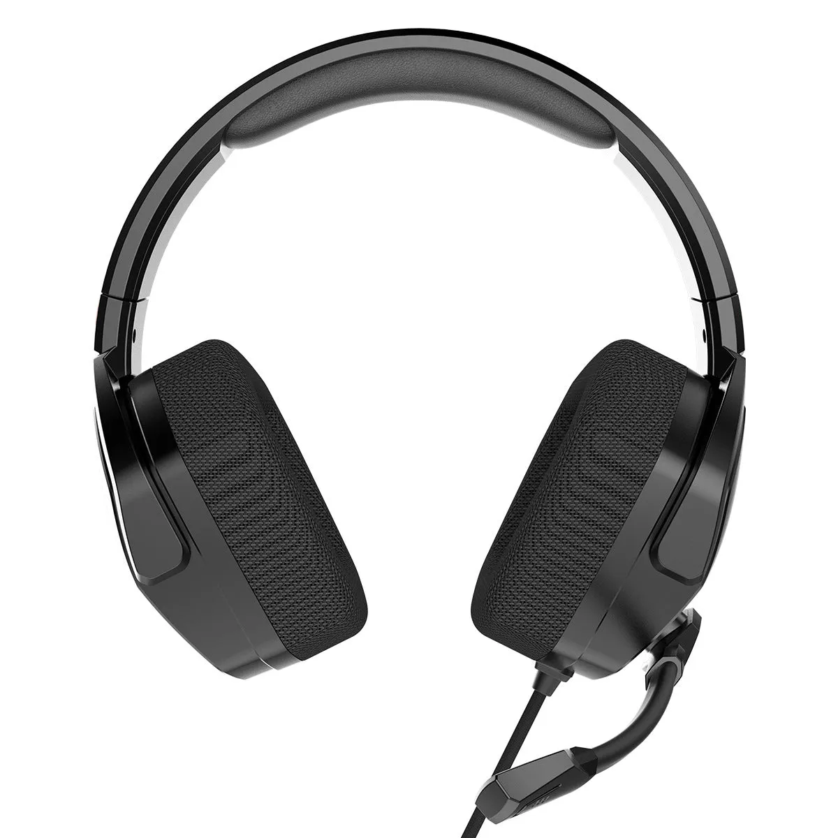 Wired esports gaming headset with chicken head design, artificial leather ear cushions, and braided cable