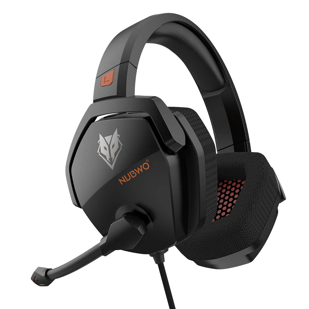 Wired esports gaming headset with chicken head design, artificial leather ear cushions, and braided cable