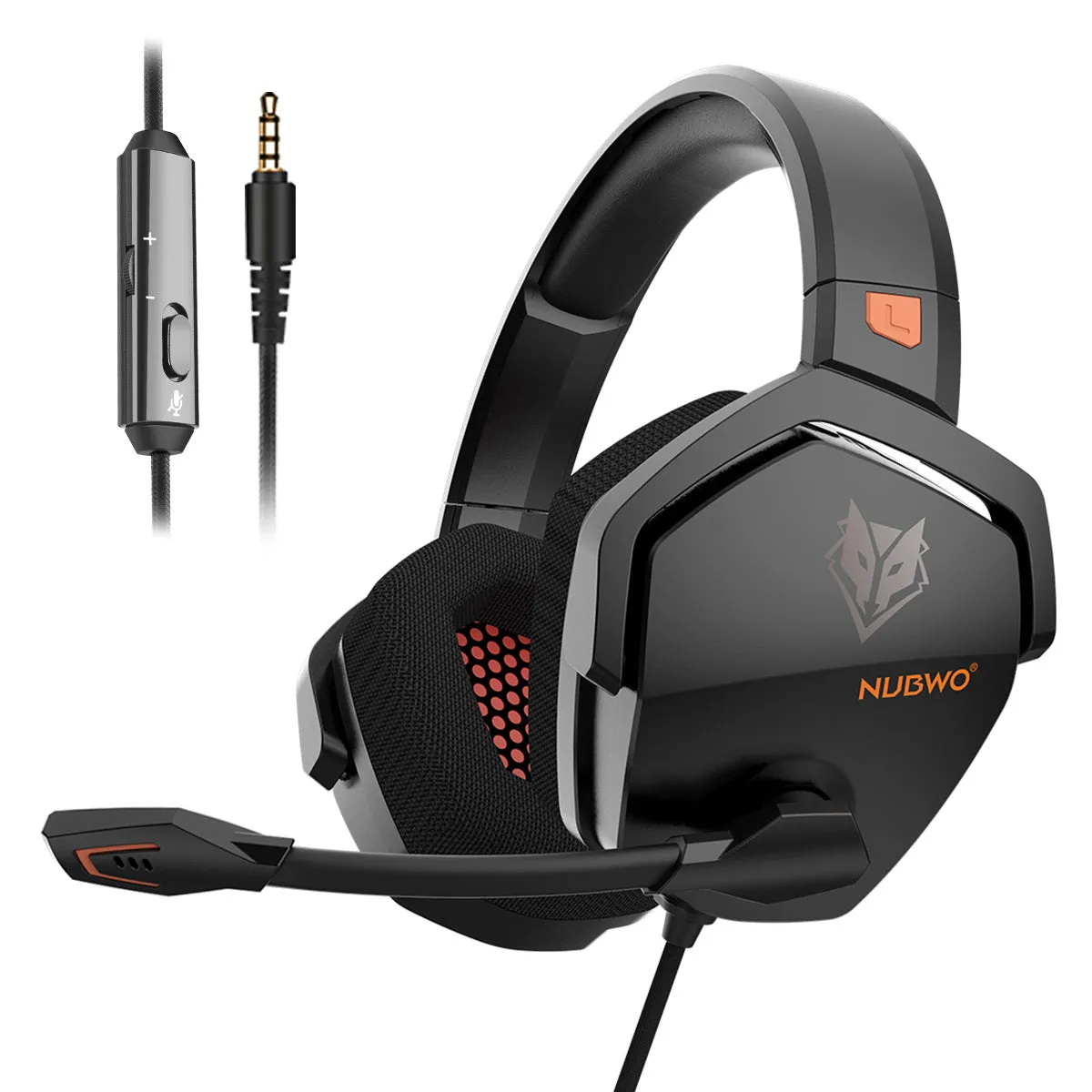 Wired esports gaming headset with chicken head design, artificial leather ear cushions, and braided cable