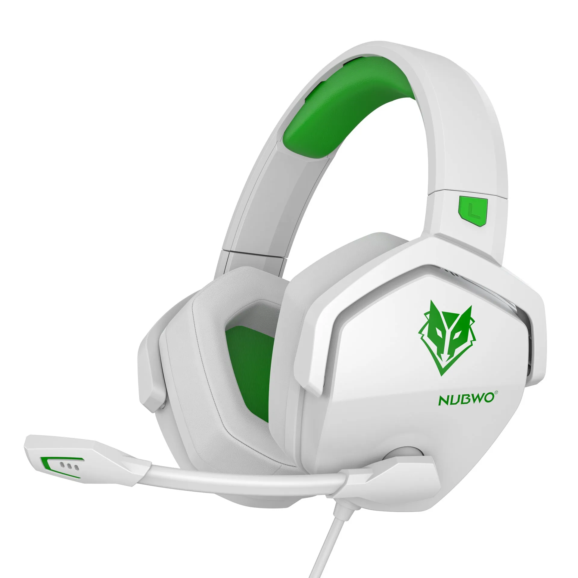 Wired esports gaming headset with chicken head design, artificial leather ear cushions, and braided cable