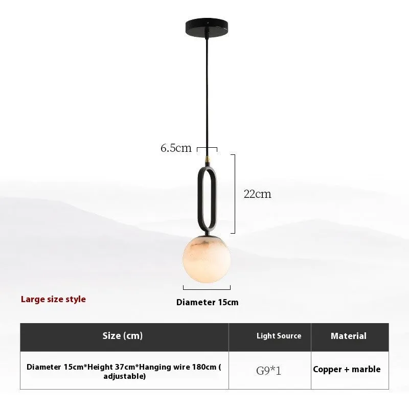 Nordic wall light marble shade copper frame black finish 15cm size on wall