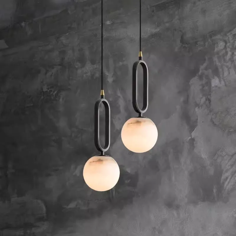 Nordic wall light marble shade copper frame black finish 15cm size on wall