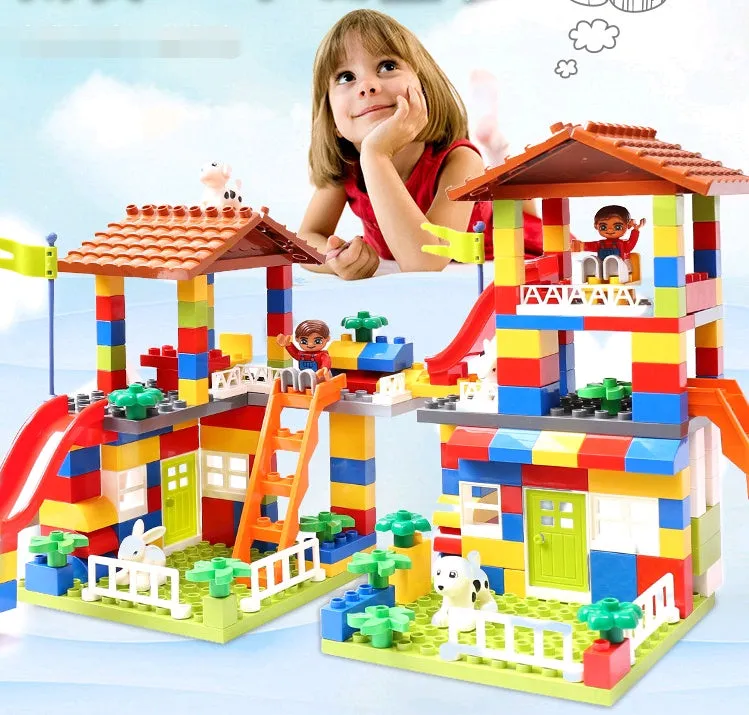 Children's puzzle building blocks large particle plastic set city baby theme for toddlers