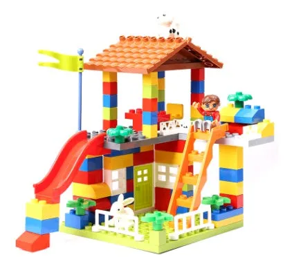 Children's puzzle building blocks large particle plastic set city baby theme for toddlers
