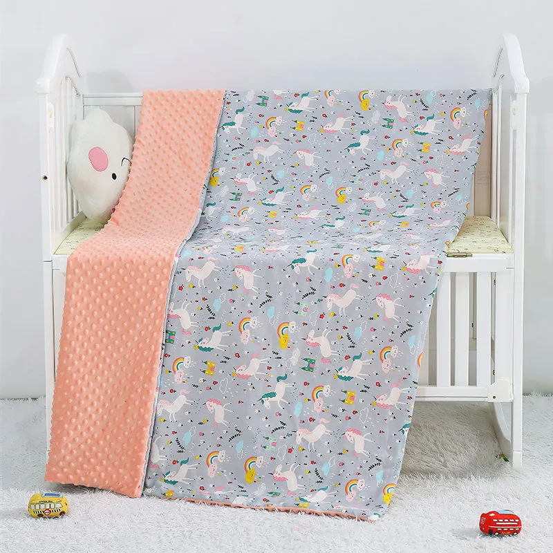 Pure cotton cartoon baby soother blanket with dinosaur pattern, 100x158cm