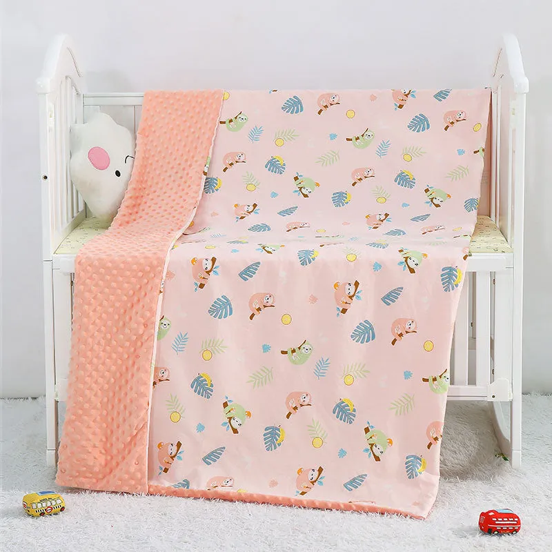 Pure cotton cartoon baby soother blanket with dinosaur pattern, 100x158cm