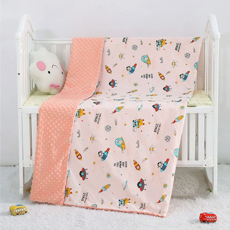 Pure cotton cartoon baby soother blanket with dinosaur pattern, 100x158cm