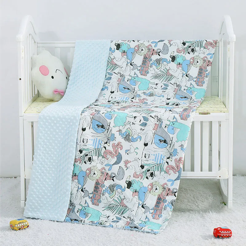 Pure cotton cartoon baby soother blanket with dinosaur pattern, 100x158cm