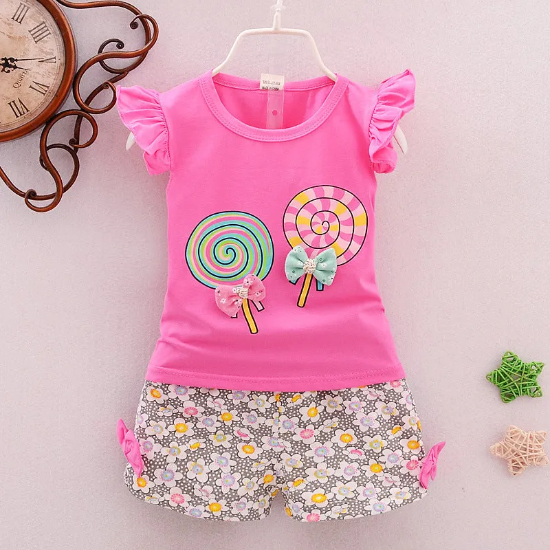 Girls cotton two-piece sleeveless top and shorts set, Korean style, 95% cotton, pink colour, size for toddlers 70-100cm
