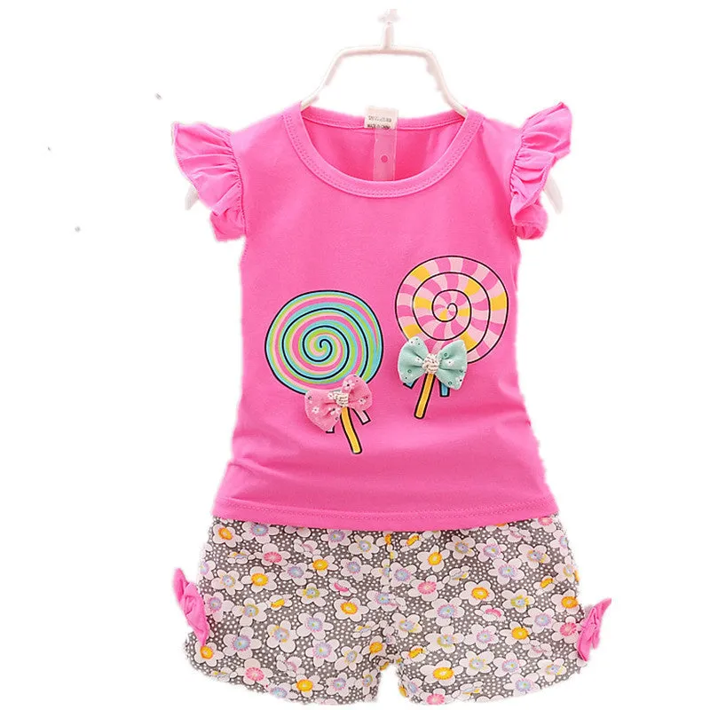 Girls cotton two-piece sleeveless top and shorts set, Korean style, 95% cotton, pink colour, size for toddlers 70-100cm