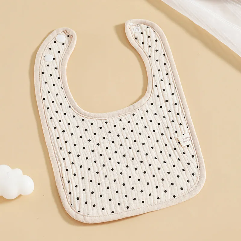 Pure cotton six-layer gauze baby U-shaped bib with waterproof backing, 23x33cm, in rainbow print